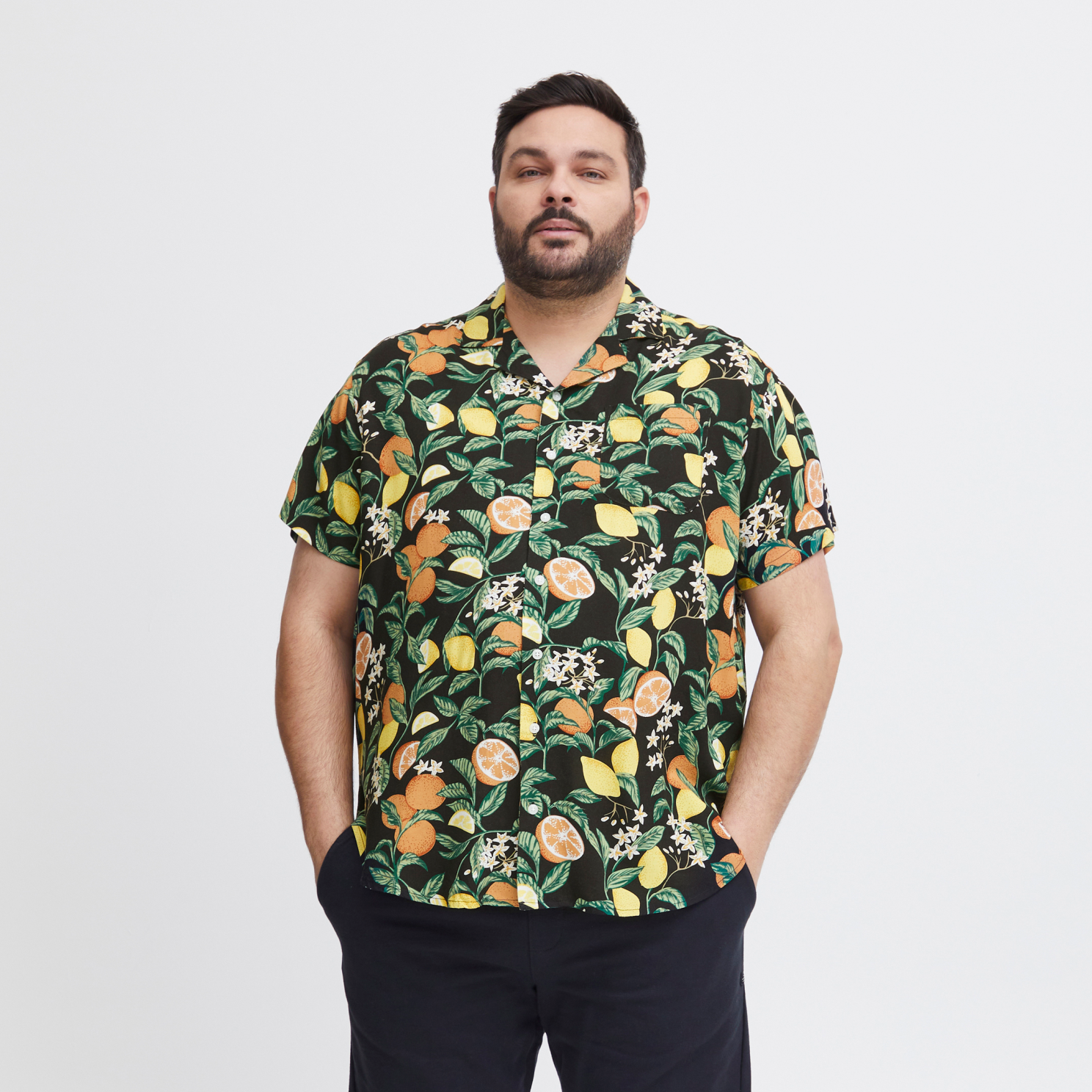 Blend Herre Kortærmet skjorte Plus Size - Black - 5XL