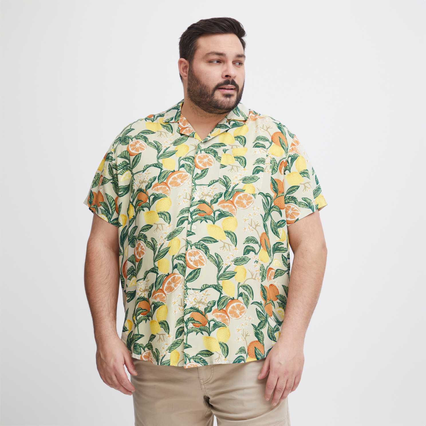 Blend Herre Kortærmet skjorte Plus Size - Oyster Grey - 3XL
