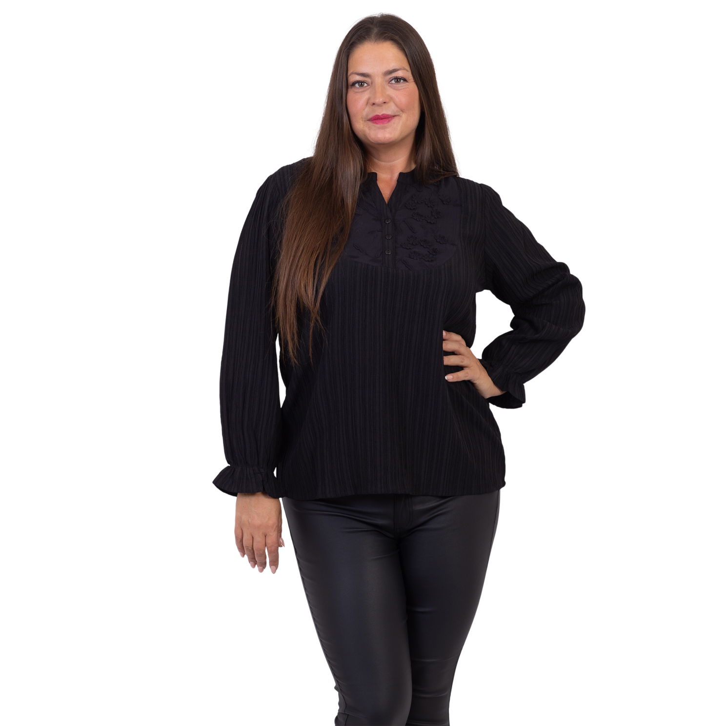 ChaCha Dame Bluse - Black - XL