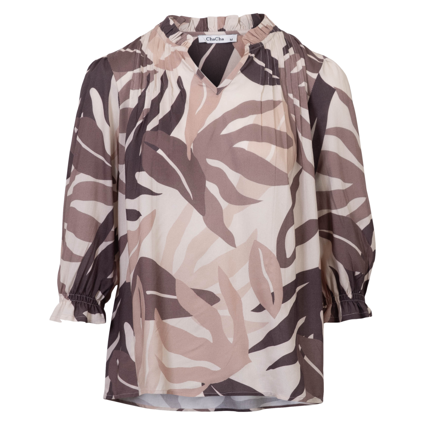ChaCha Dame Bluse - Brown/Beige AOP - XL