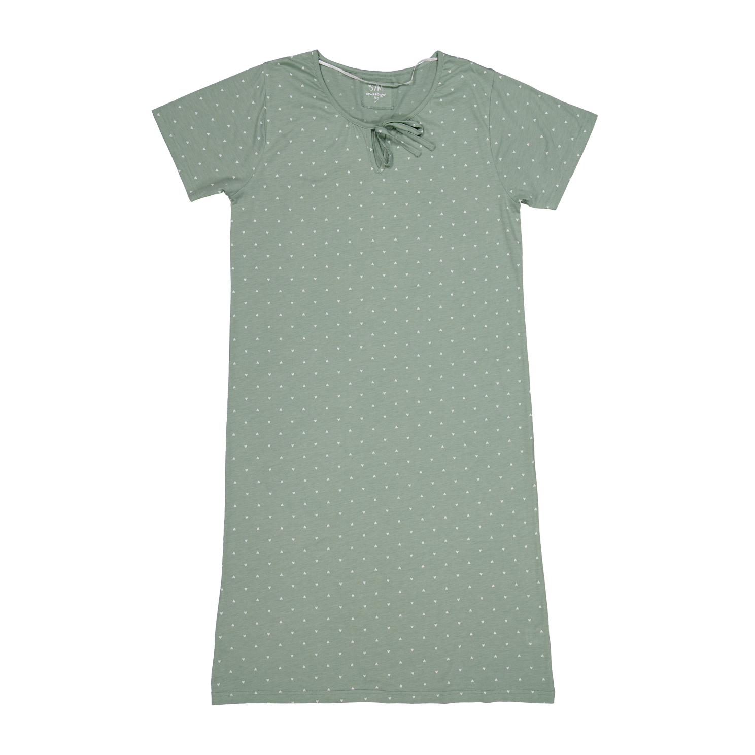 Crossbow Dame Natkjole - Grøn m.Hjerter - 2XL