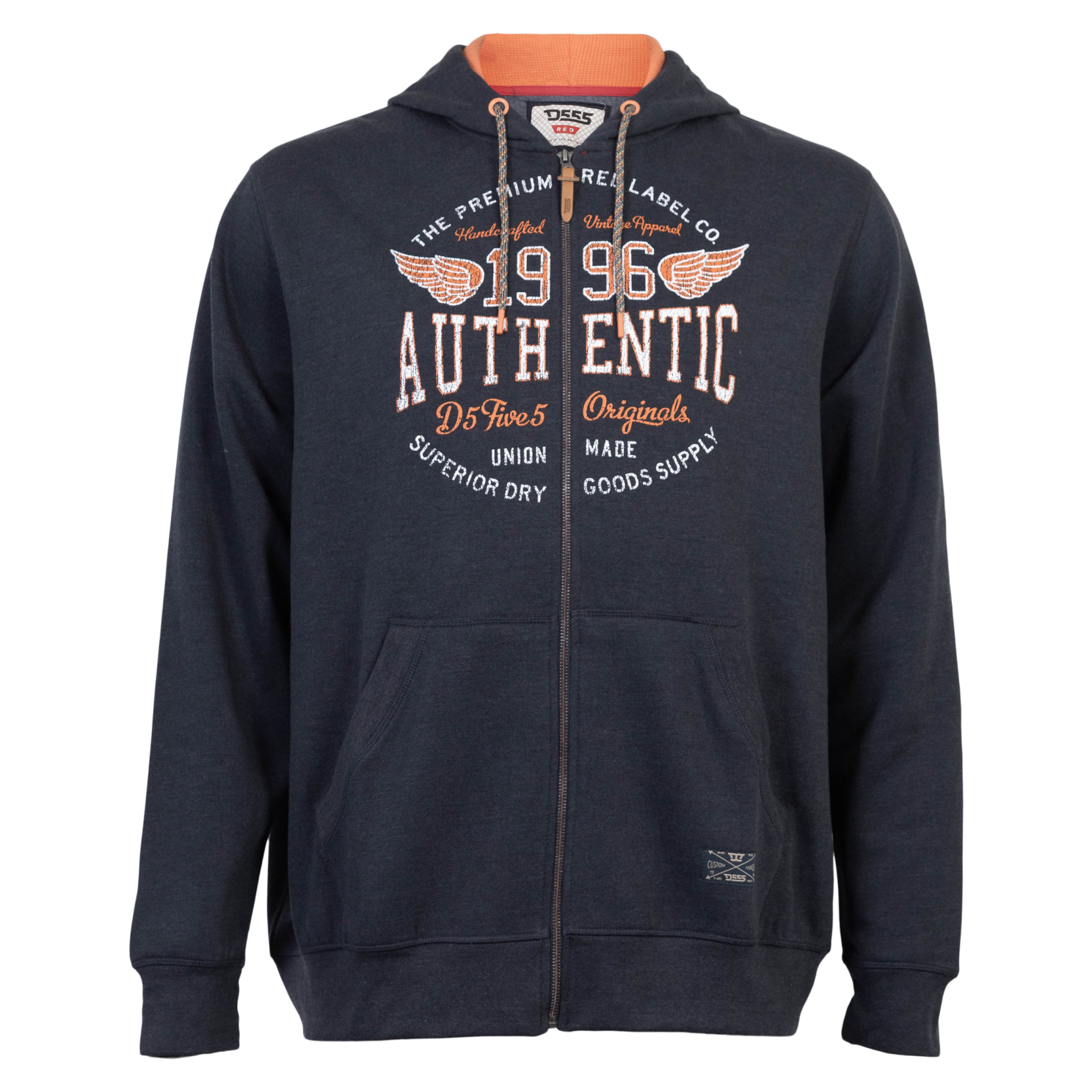 D555 Hamilton Herre Hættetrøje Plus Size - Denim - 5XL