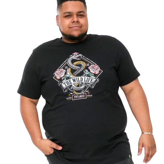 D555 Malcom Herre T-shirt Plus Size - Black - 3XL