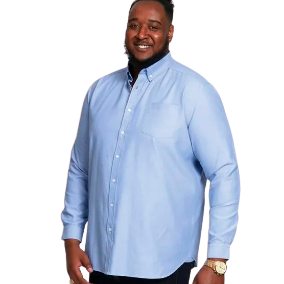 D555 Richard Herre Skjorte Plus Size - Sky Blue - 5XL