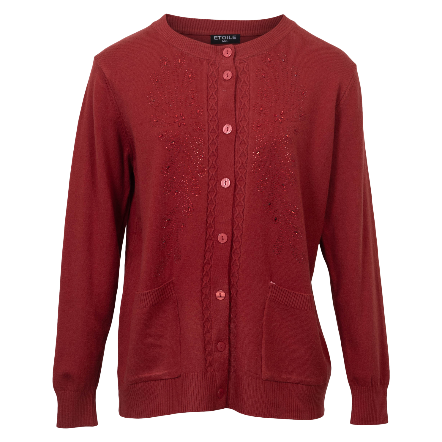 Etoile Dame Cardigan - RØD - XL/2XL
