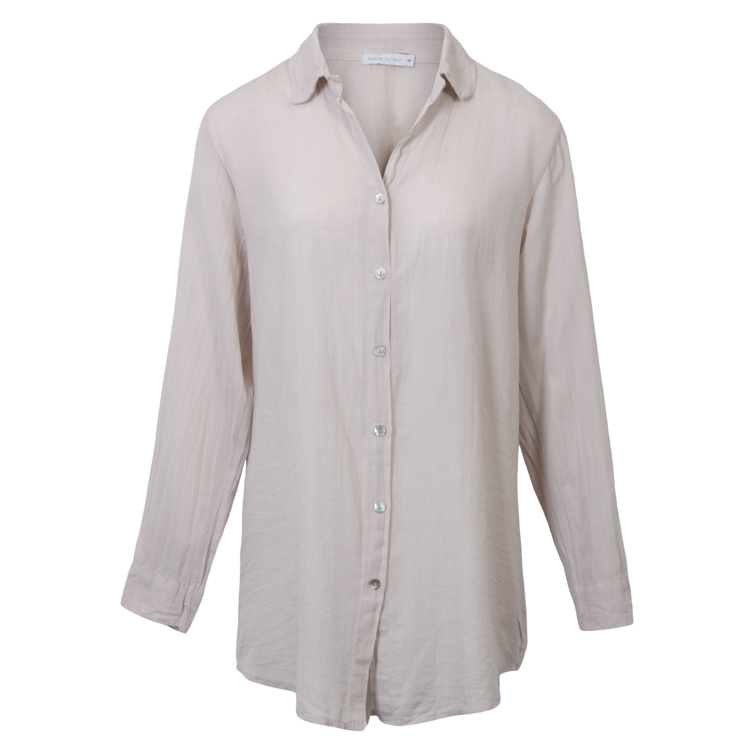 Leonora Dame Skjorte i hørmix Plus Size - Woody - 44