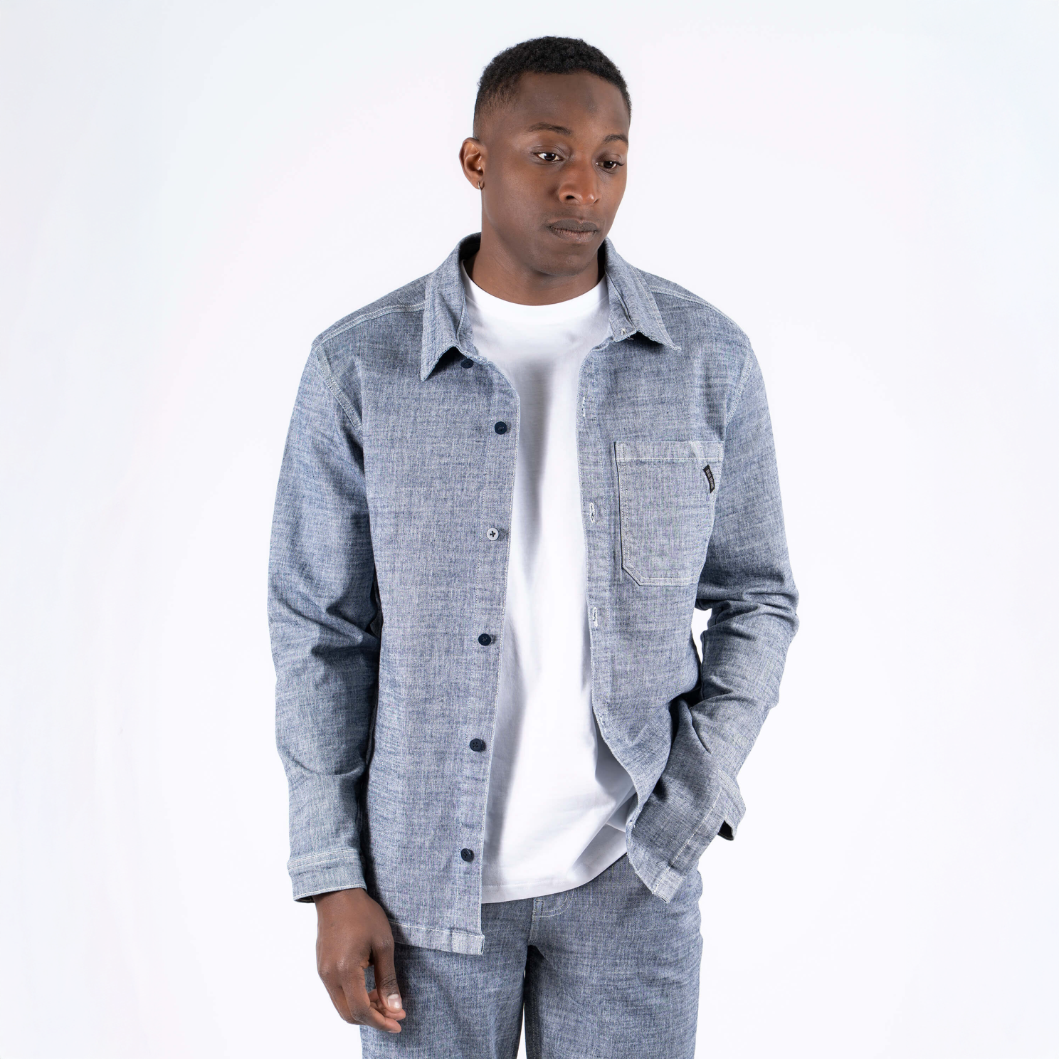 Marcus Penley Herre Skjorte - Light Blue Wash - XL