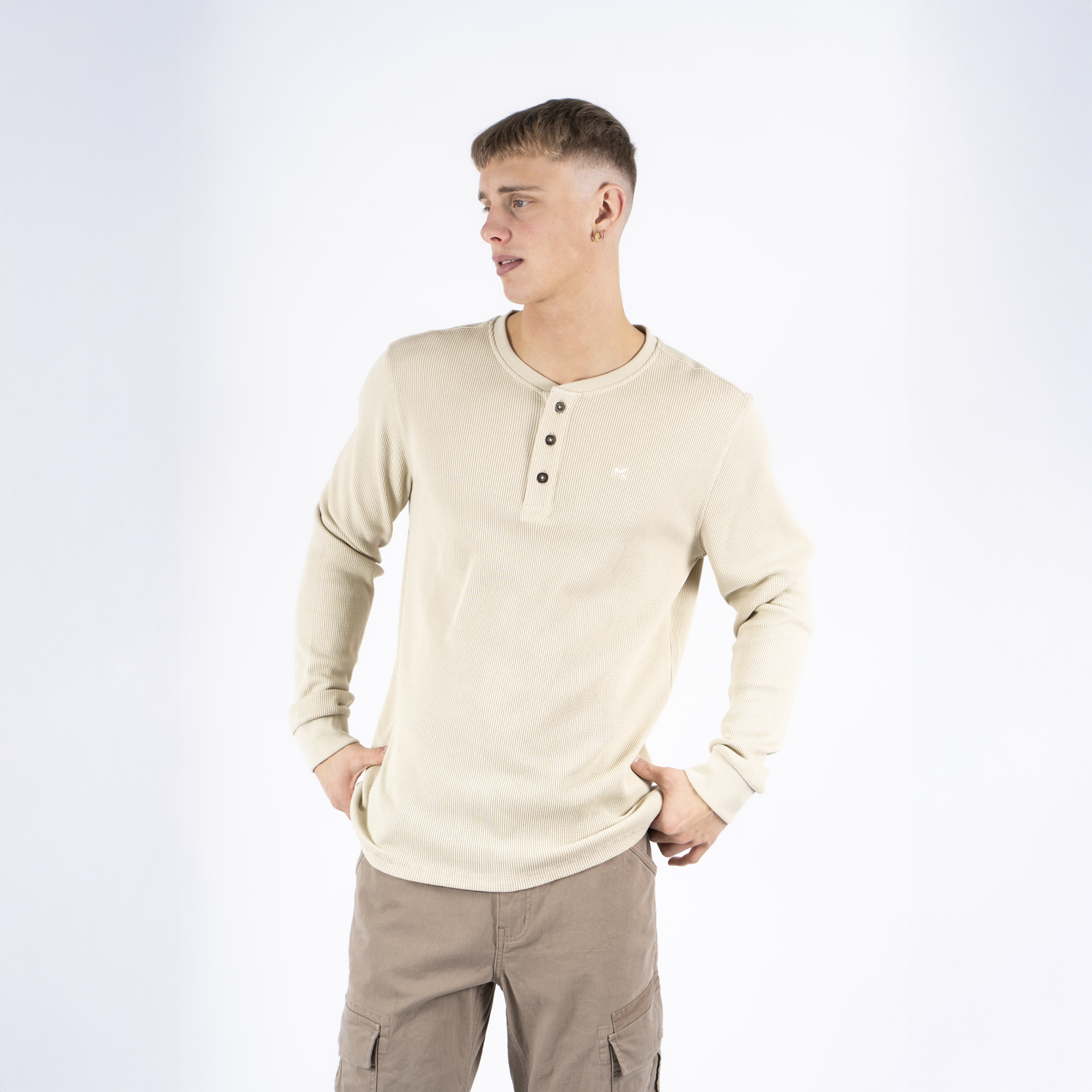 Marcus Ziggy Herre Langærmet t-shirt - Bright Sand mix - 2XL