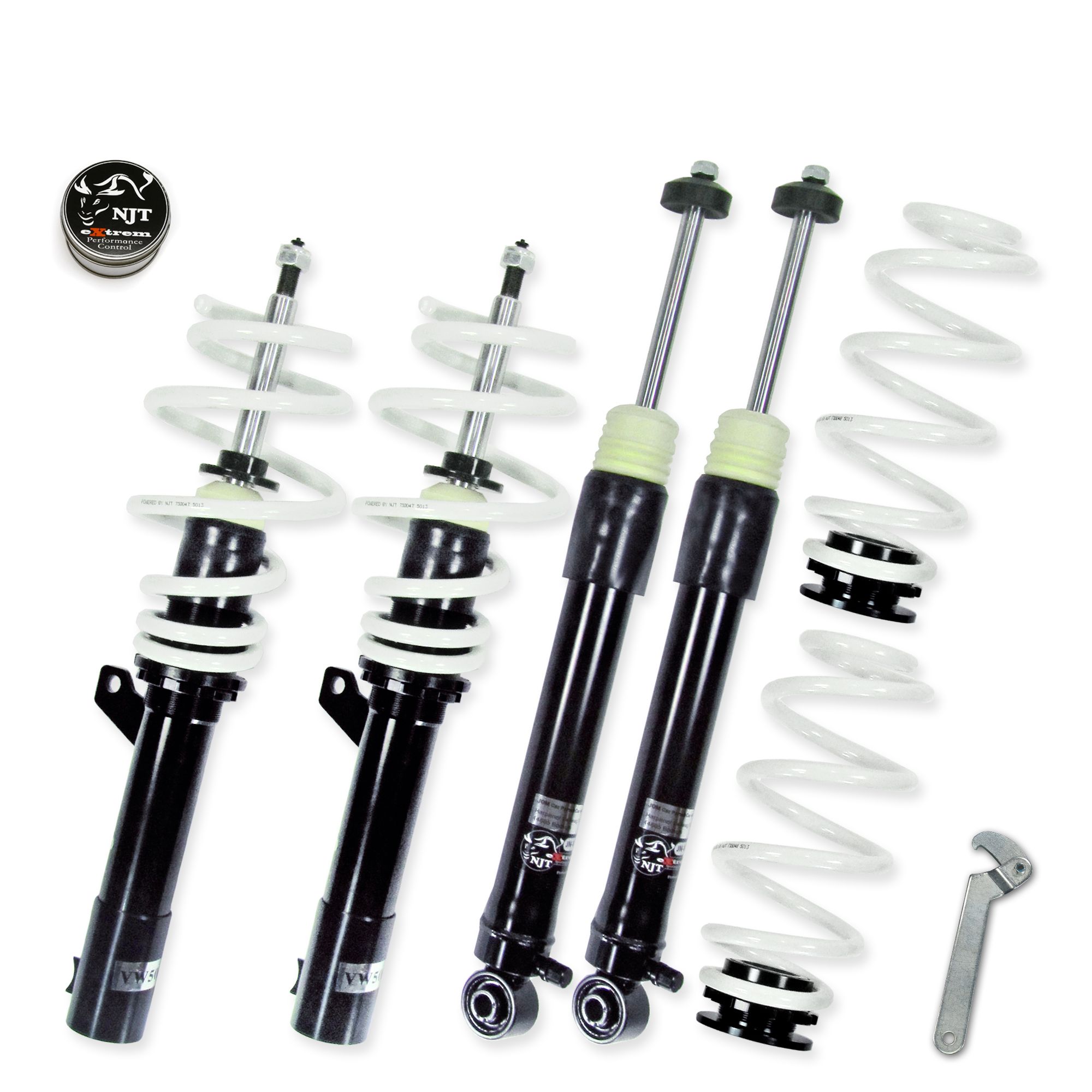 NJT eXtrem gevindundervogn, justerbar hårdhed til Seat Altea og Altea XL 1.4, 1.6, 2.0, 2.0T / DSG, 1.9TDi