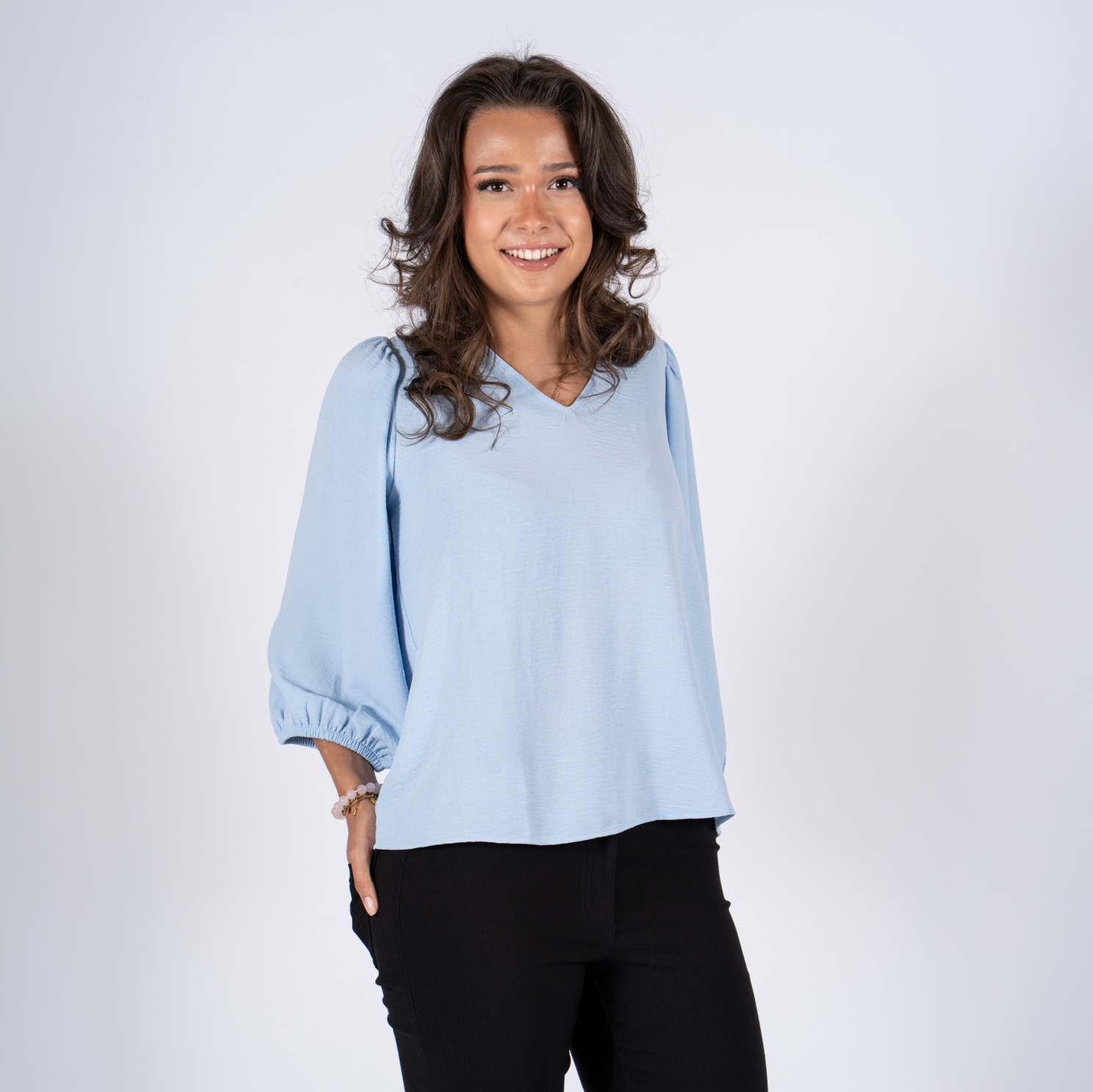 SASIA Beatrix Dame Bluse - CASHMERE BLUE - XL