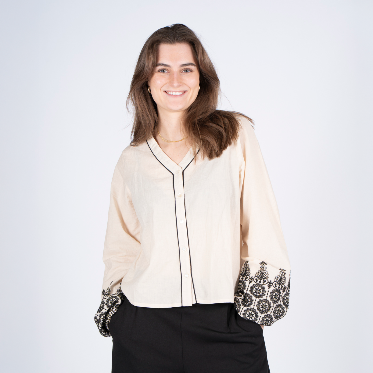 SASIA Dame Skjorte - SANDSHELL BEIGE - 2XL