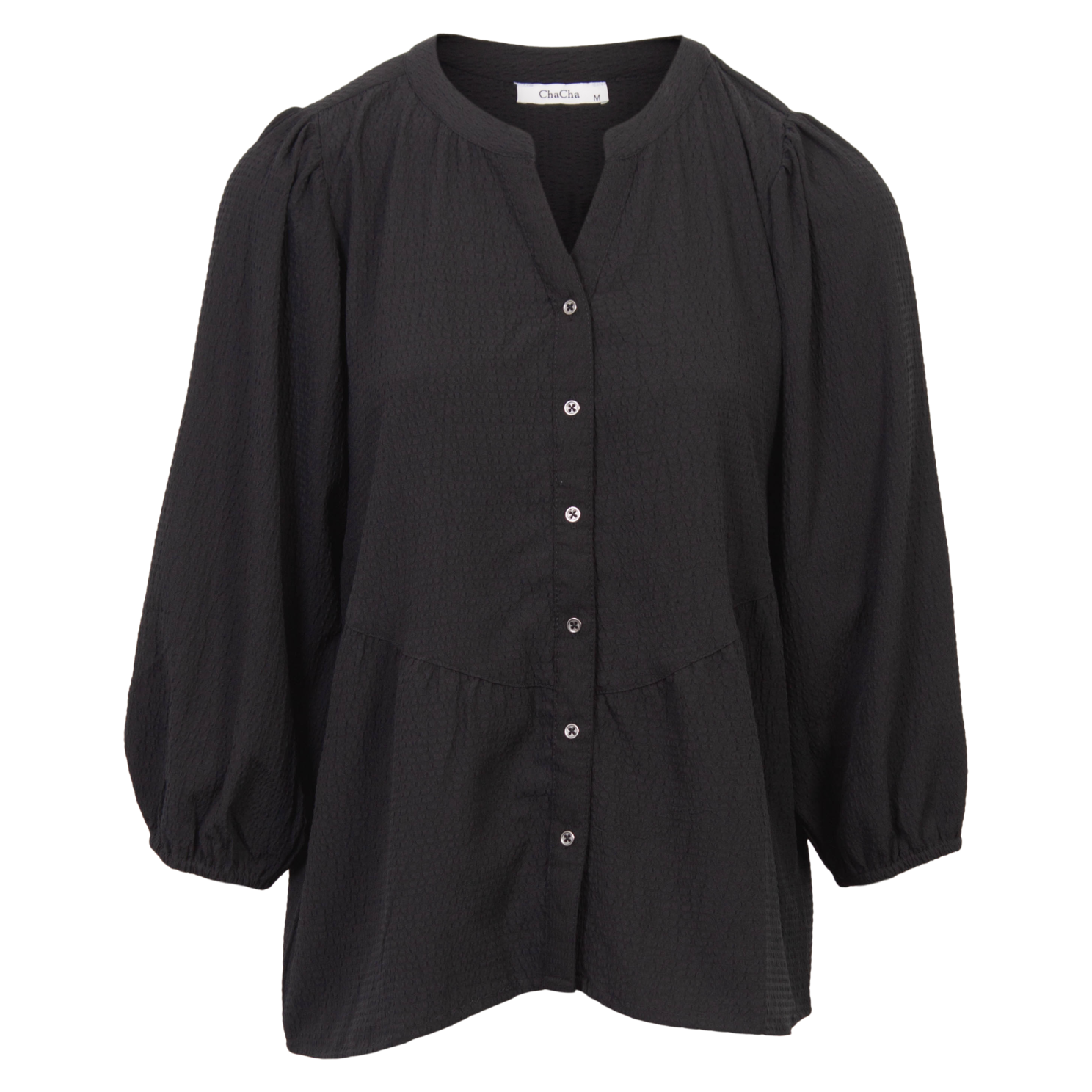 ZbyZ Dame Bluse Plus Size - Black - 46/48