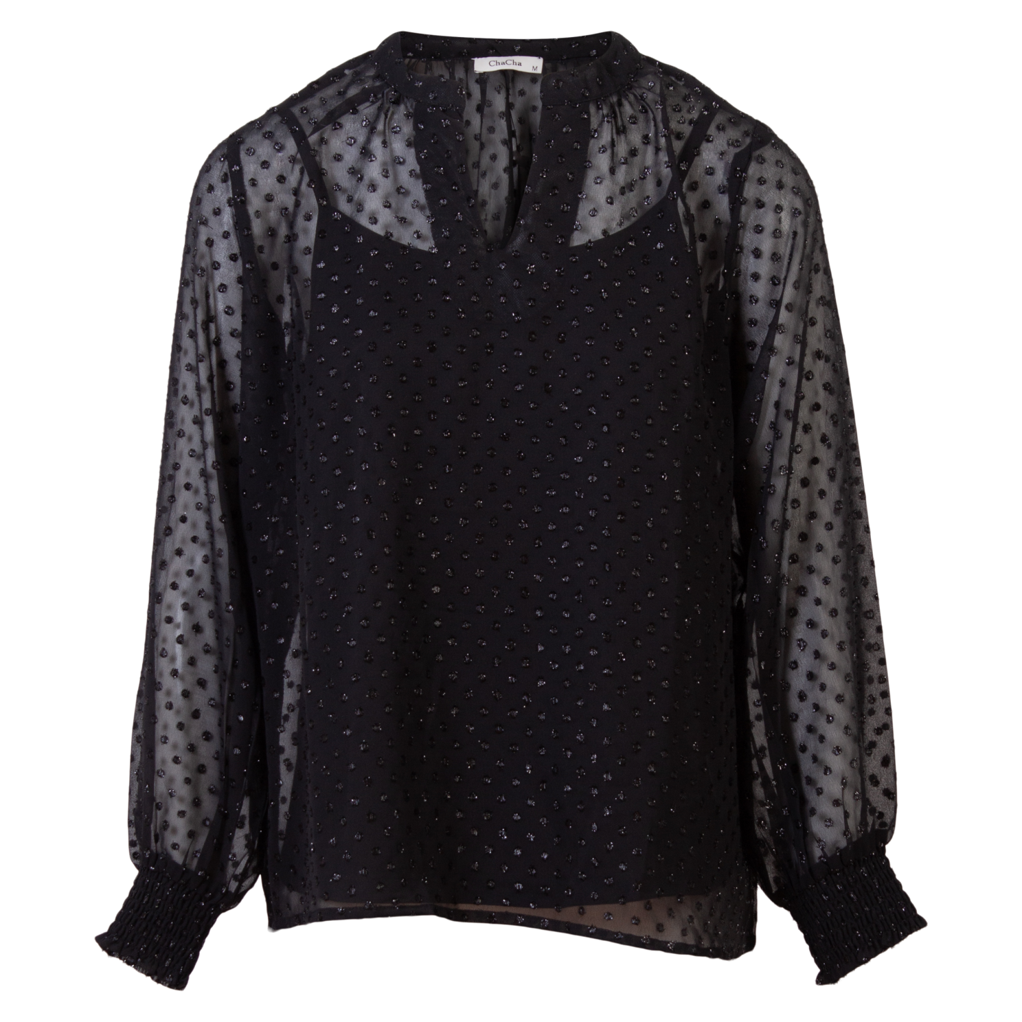 ZbyZ Dame Bluse Plus Size - Black - 54/56
