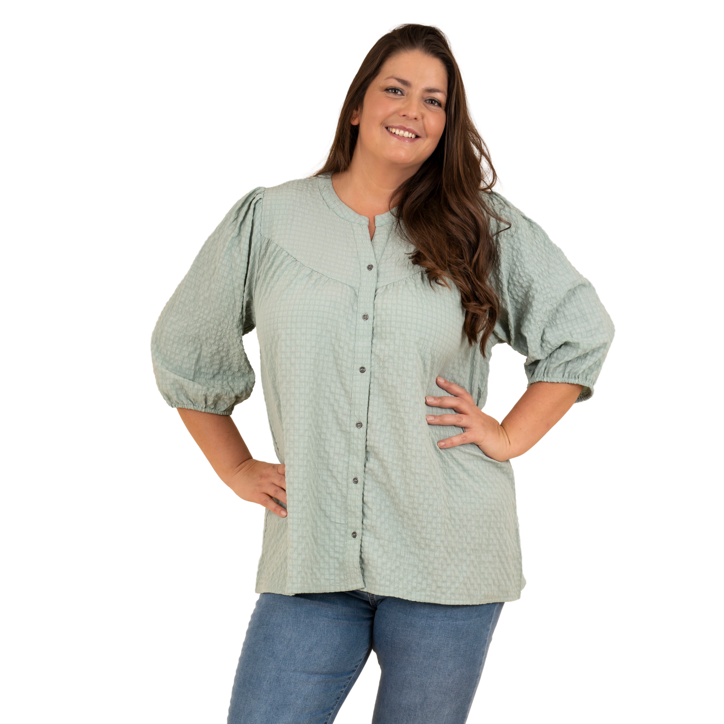 ZbyZ Dame Bluse Plus Size - Jade - 42/44