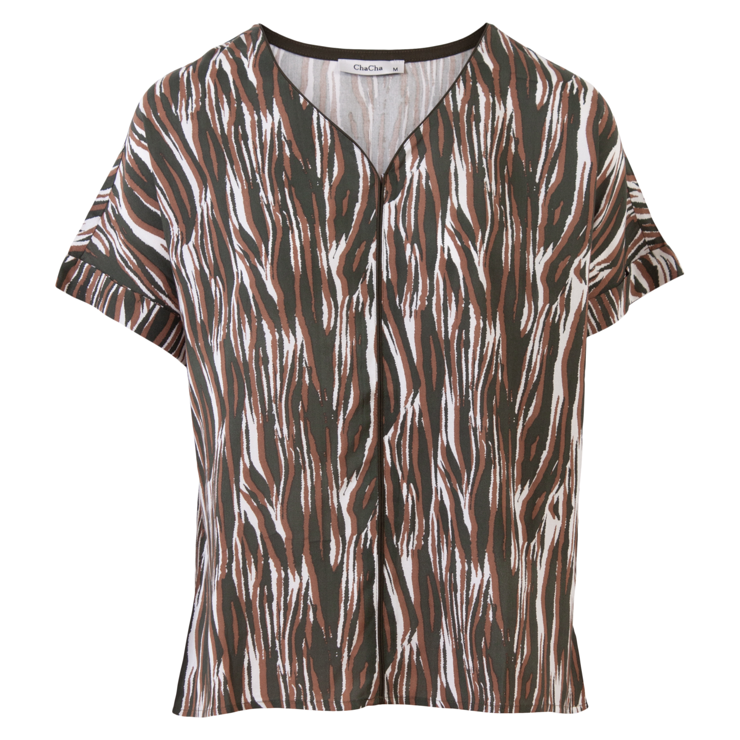 ZbyZ Dame Bluse Plus Size - Khaki - 42/44