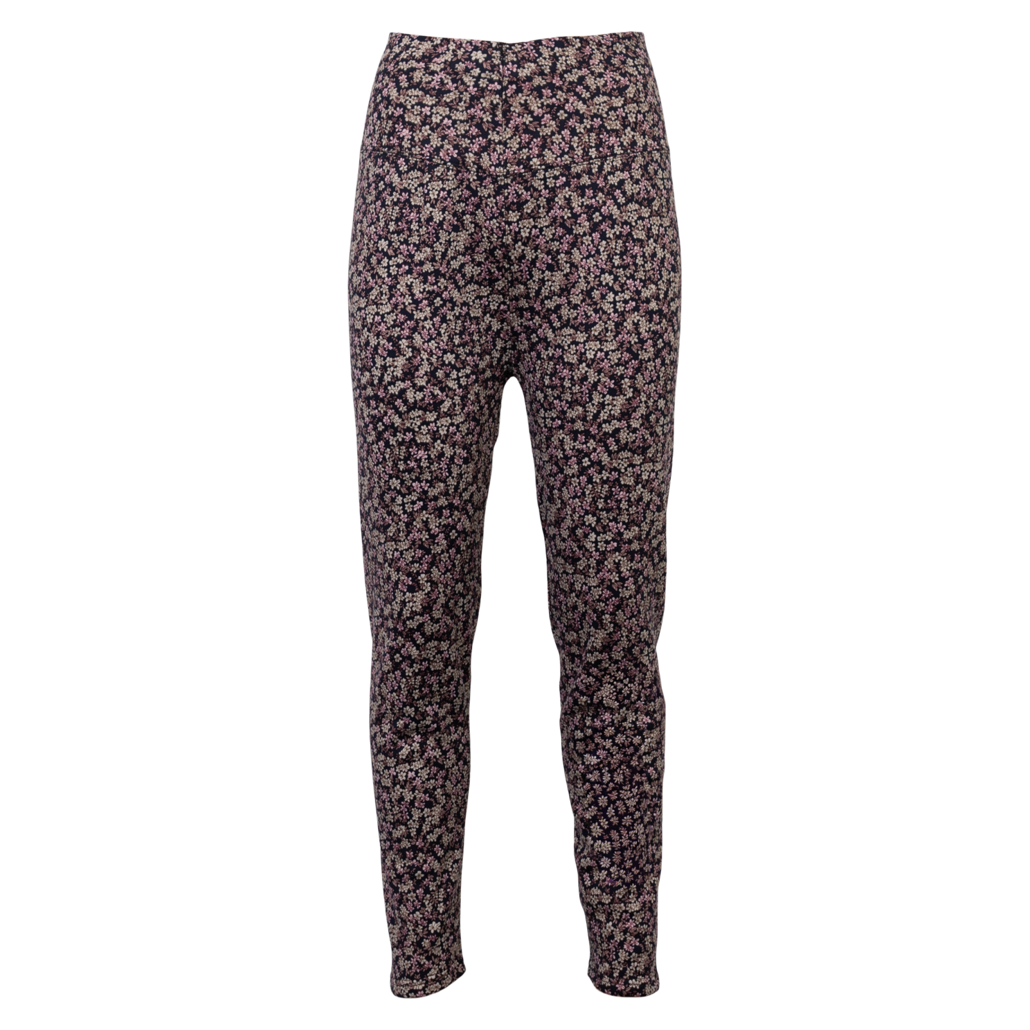 Anyway Dame Termoleggings m. fleece - Sort/Lyserød blomst - L/XL