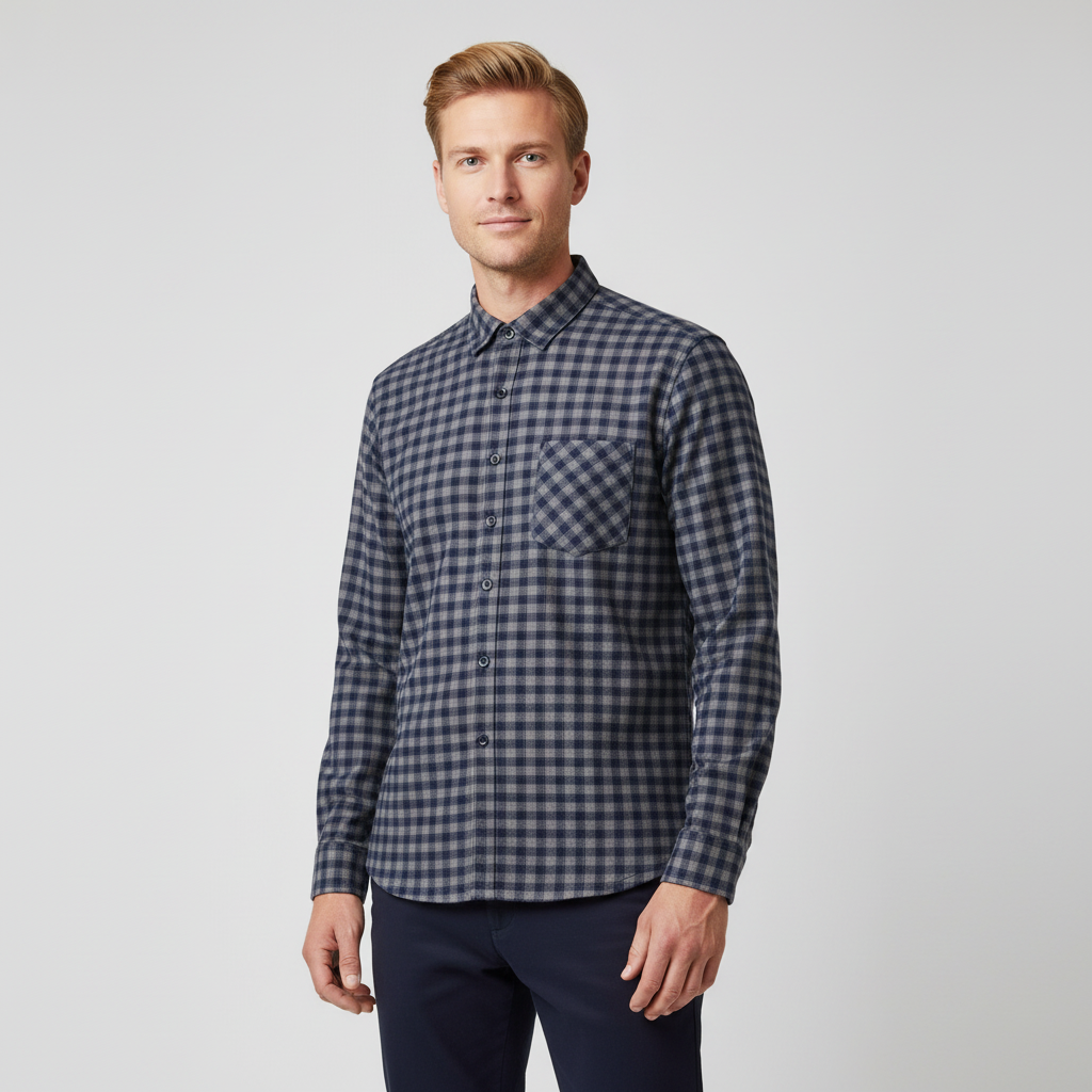 Anyway Herre Skjorte m. for - Navy/Blue - XL
