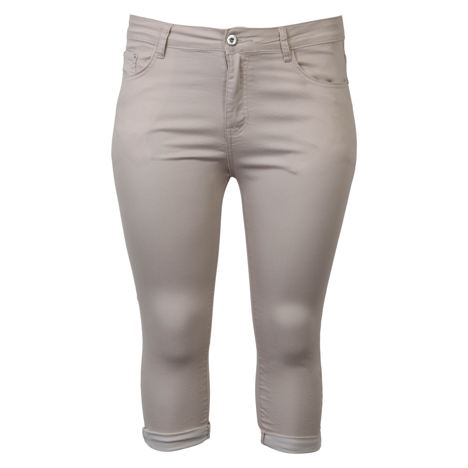 BS Jeans Dame Capri Plus Size - Beige - 44