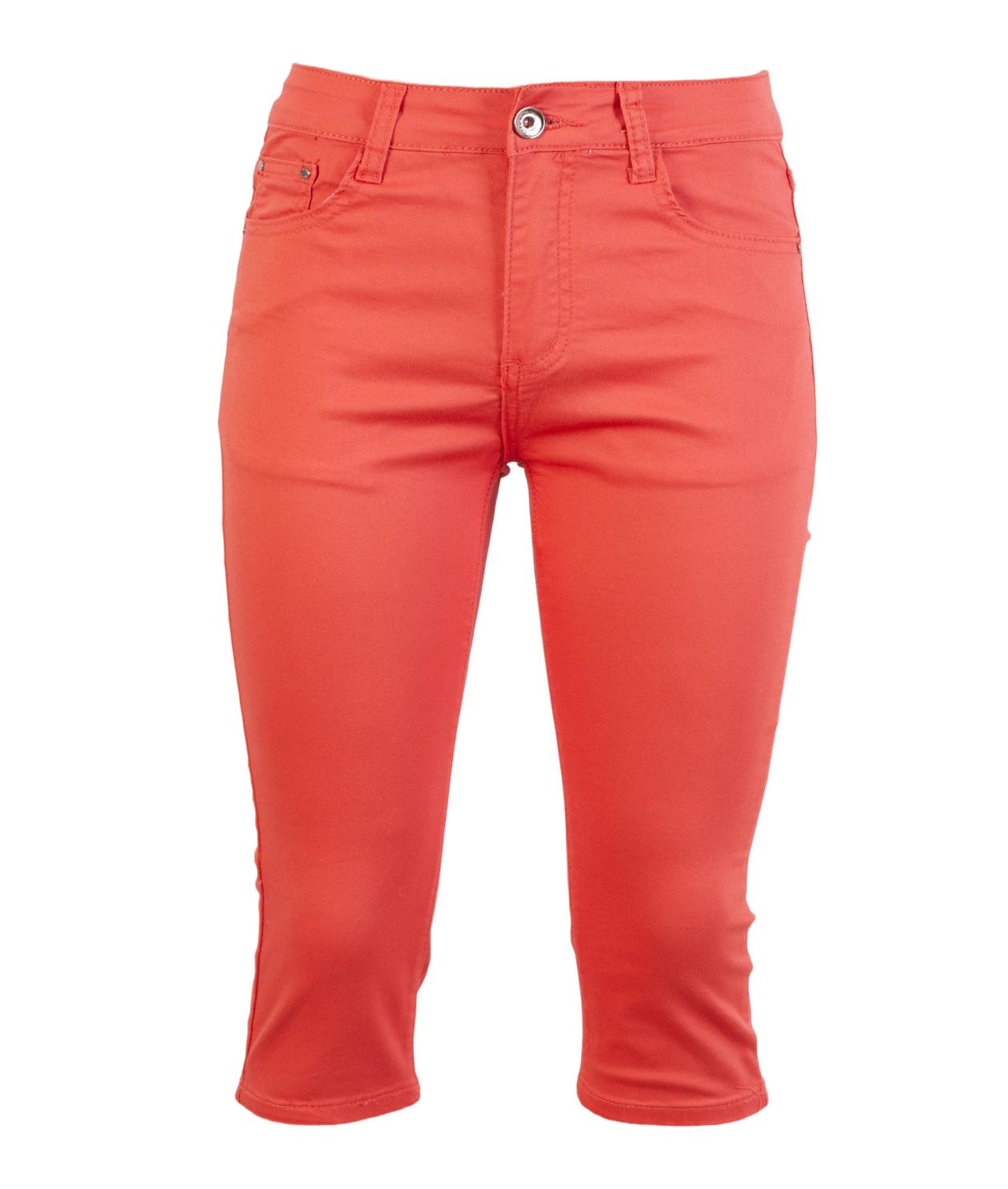 BS Jeans Dame Capri Plus Size - Coral - 42