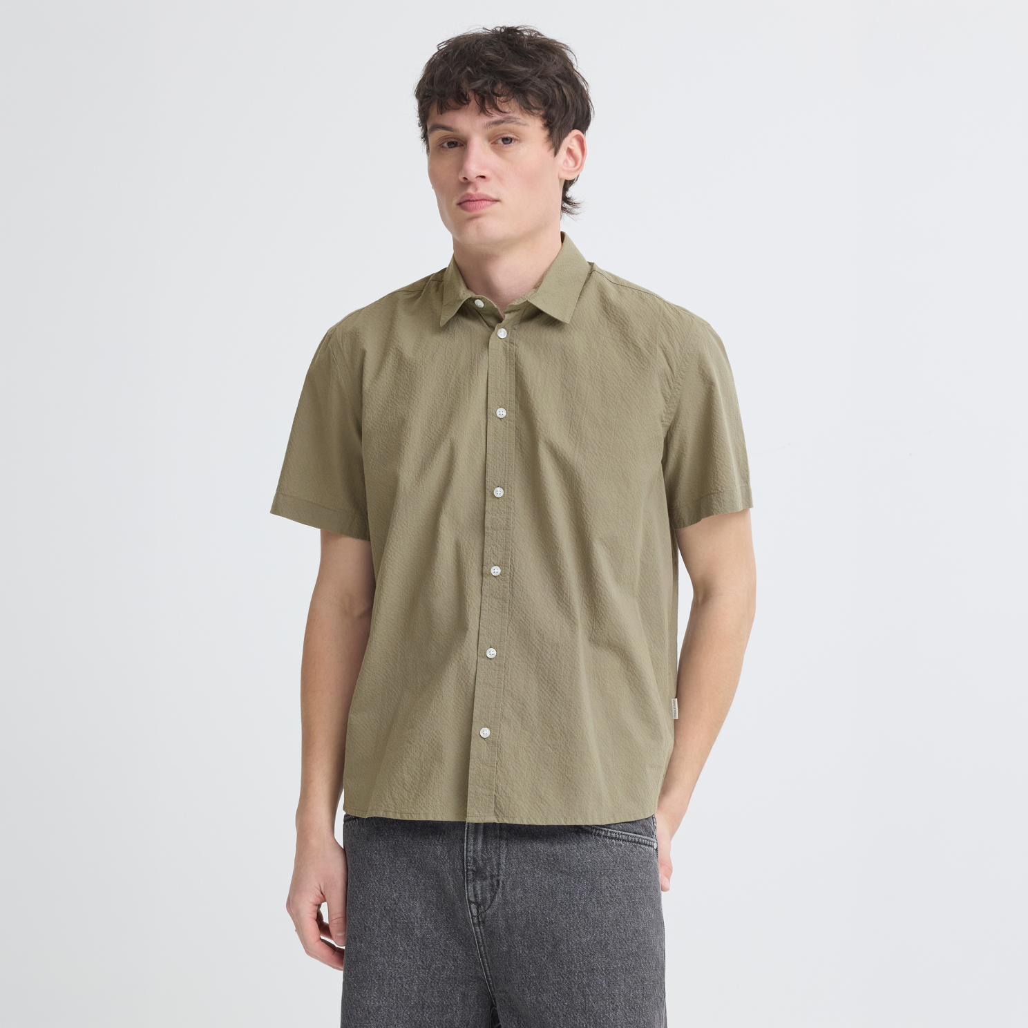 Blend Avan Herre Kortærmet skjorte - Dusty Olive - XL