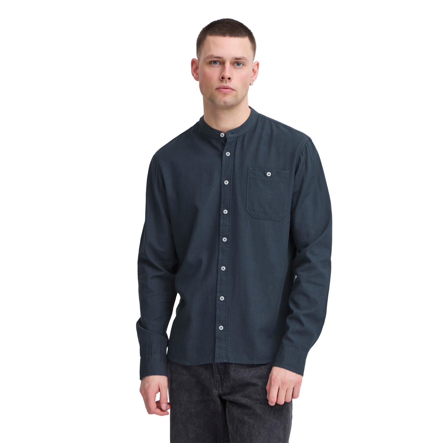 Blend Bobby Herre Skjorte i hørmix - Dress Blues - XL