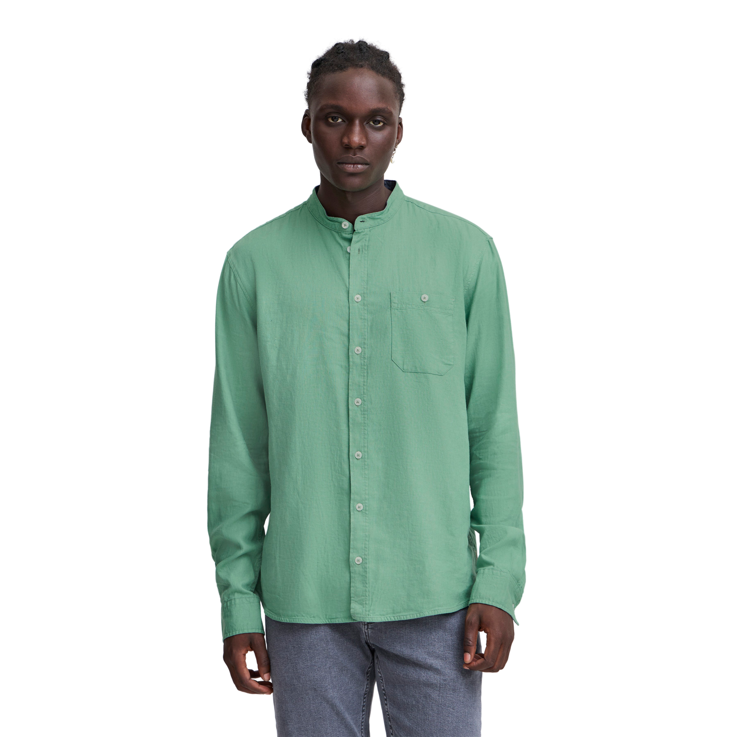 Blend Bobby Herre Skjorte i hørmix - Malachite Green - XL