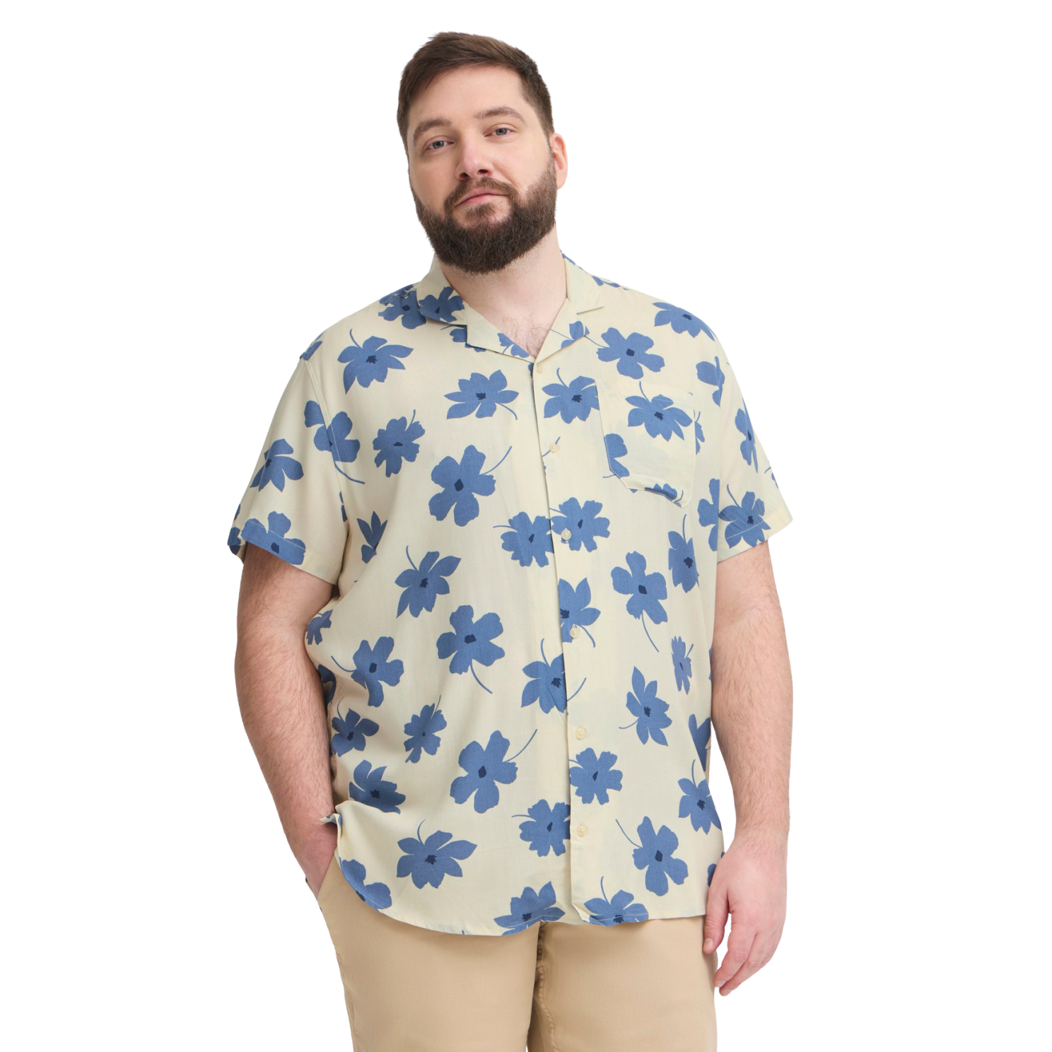 Blend Herre Kortærmet skjorte - Bleached Sand - 5XL
