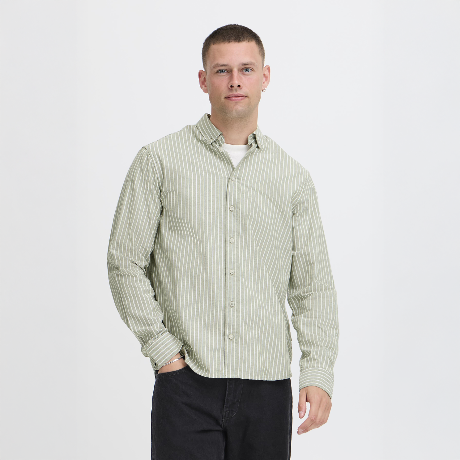 Blend Herre Skjorte - Oil Green - 3XL