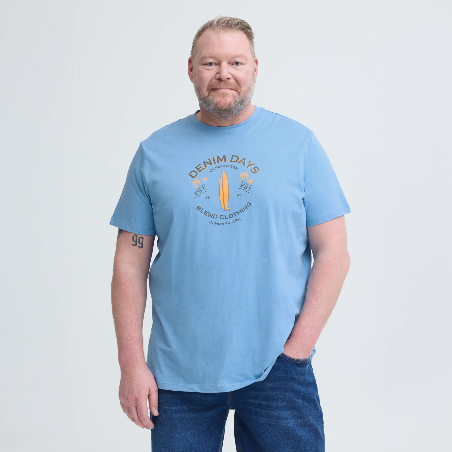 Blend Herre T-shirt - LICHEN BLUE - 5XL