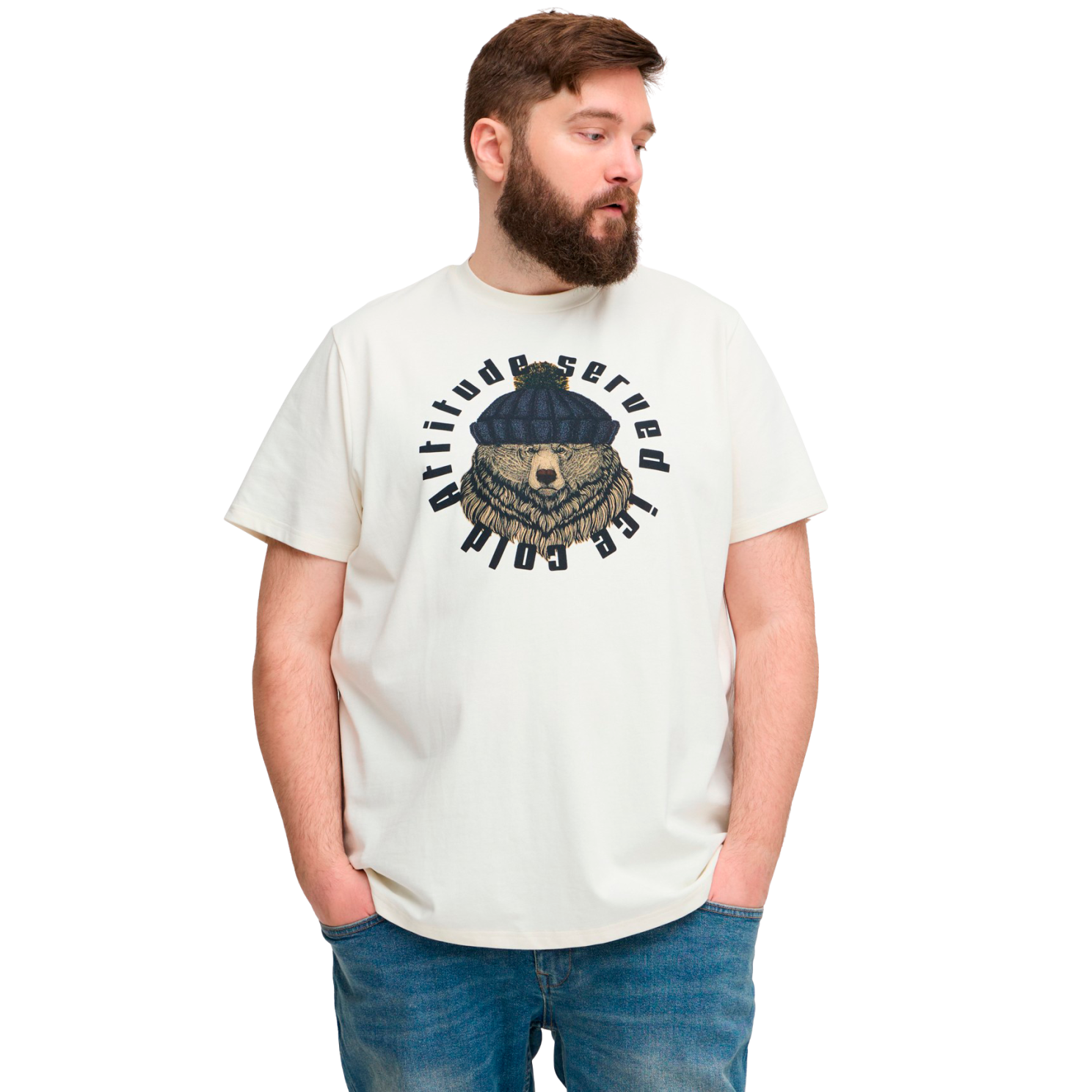 Blend Herre T-shirt Plus Size - White bear - 4XL