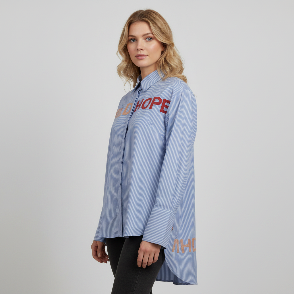 By B Dame Skjorte - Blue Stripe - XL
