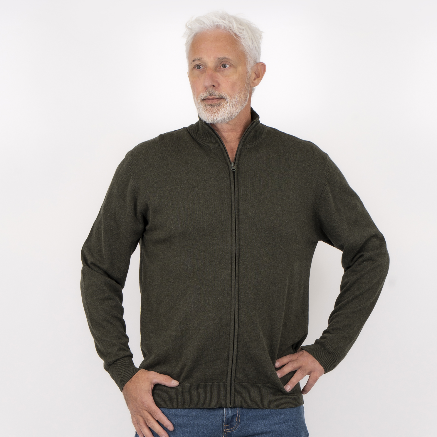 Carnét Stone Herre Cardigan - Forest Green Mix - 3XL