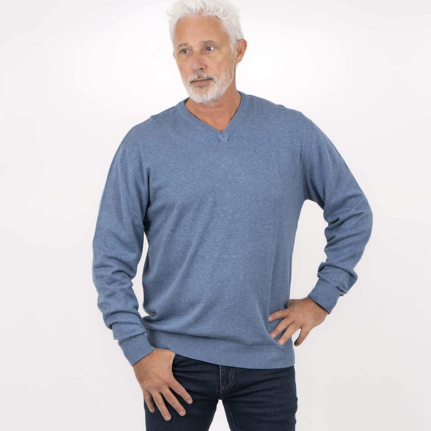 Carnét Stone Herre Striktrøje - Colony Blue Mix - 3XL