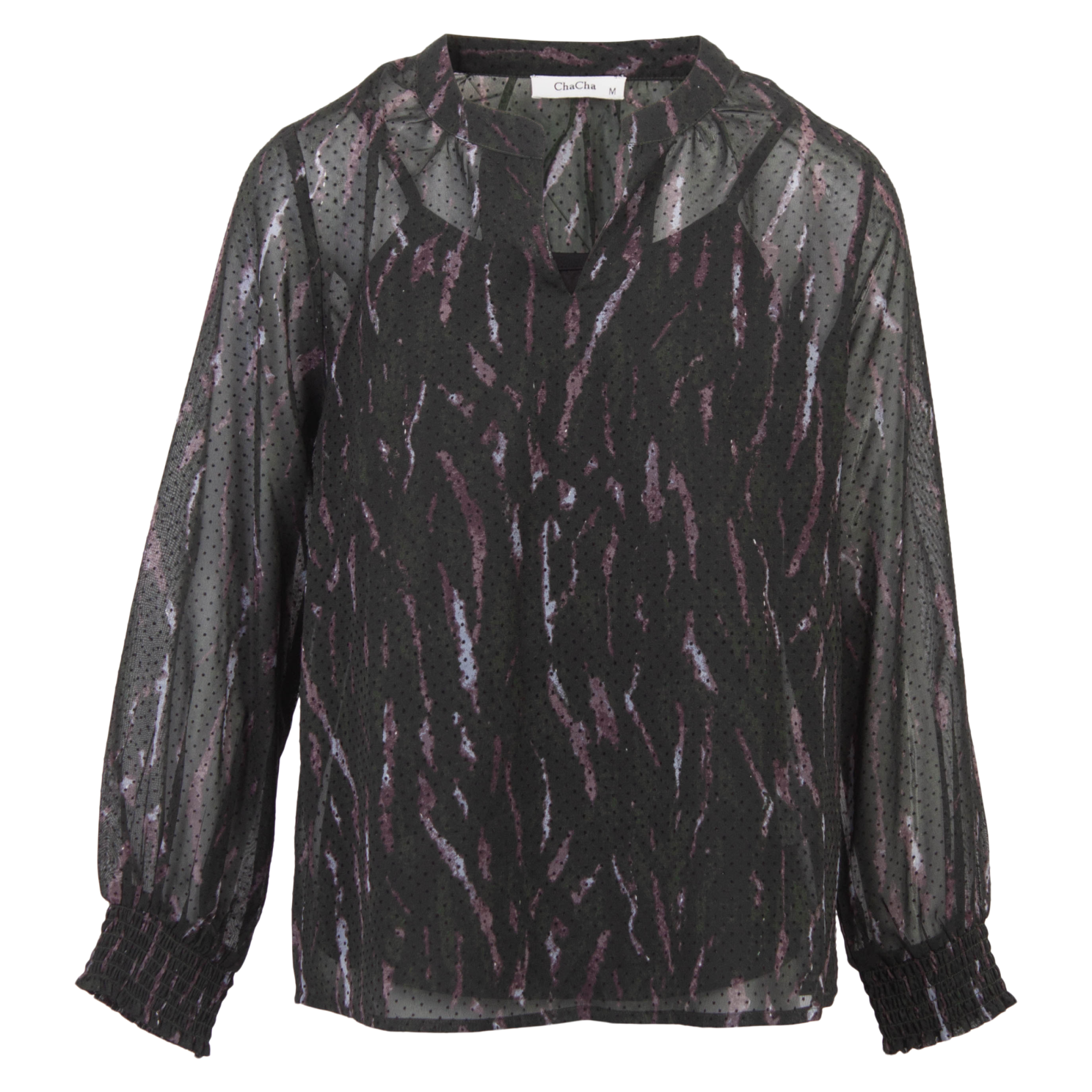 ChaCha Dame Bluse - Black print - 2XL