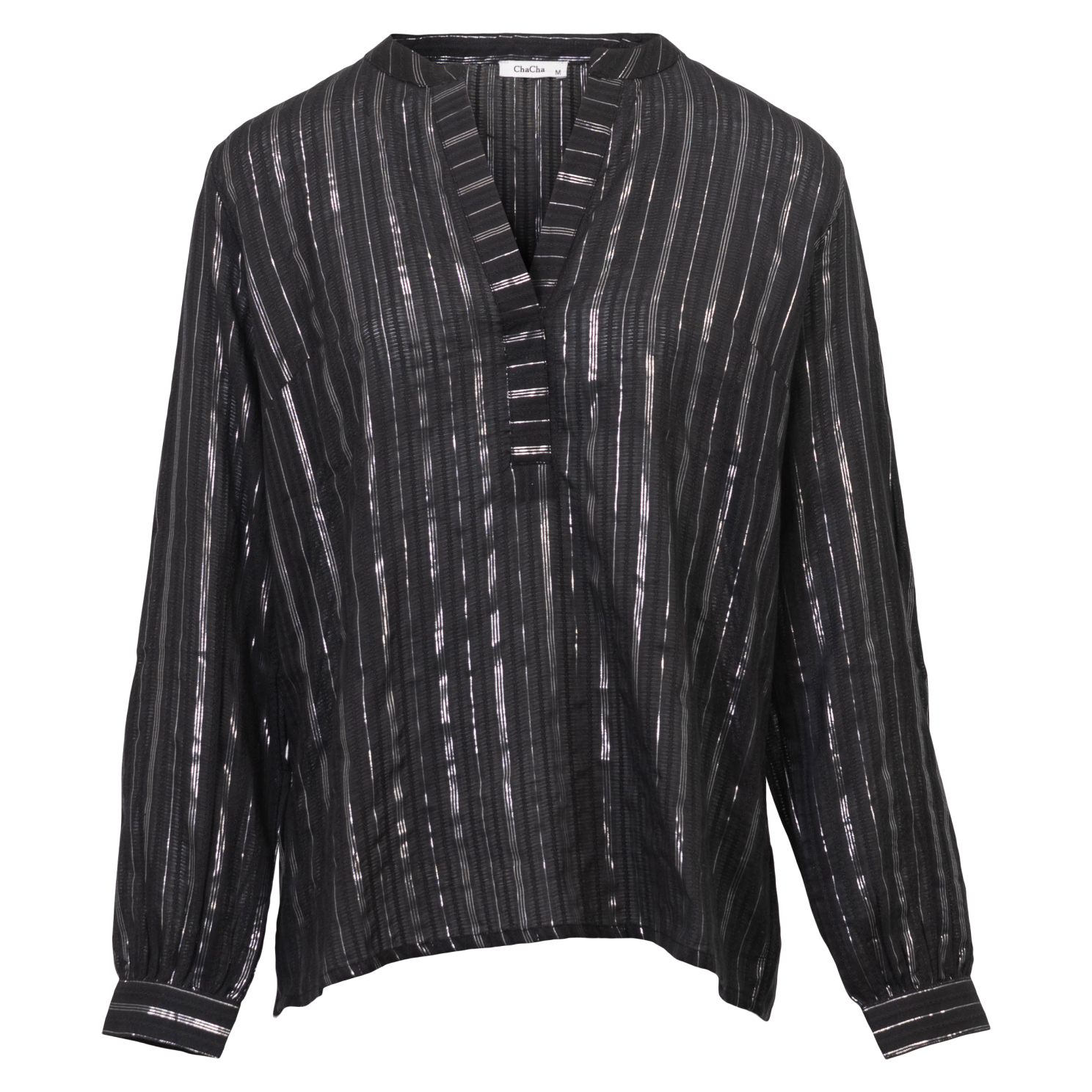 ChaCha Dame Bluse - Black w. Lurex - XL