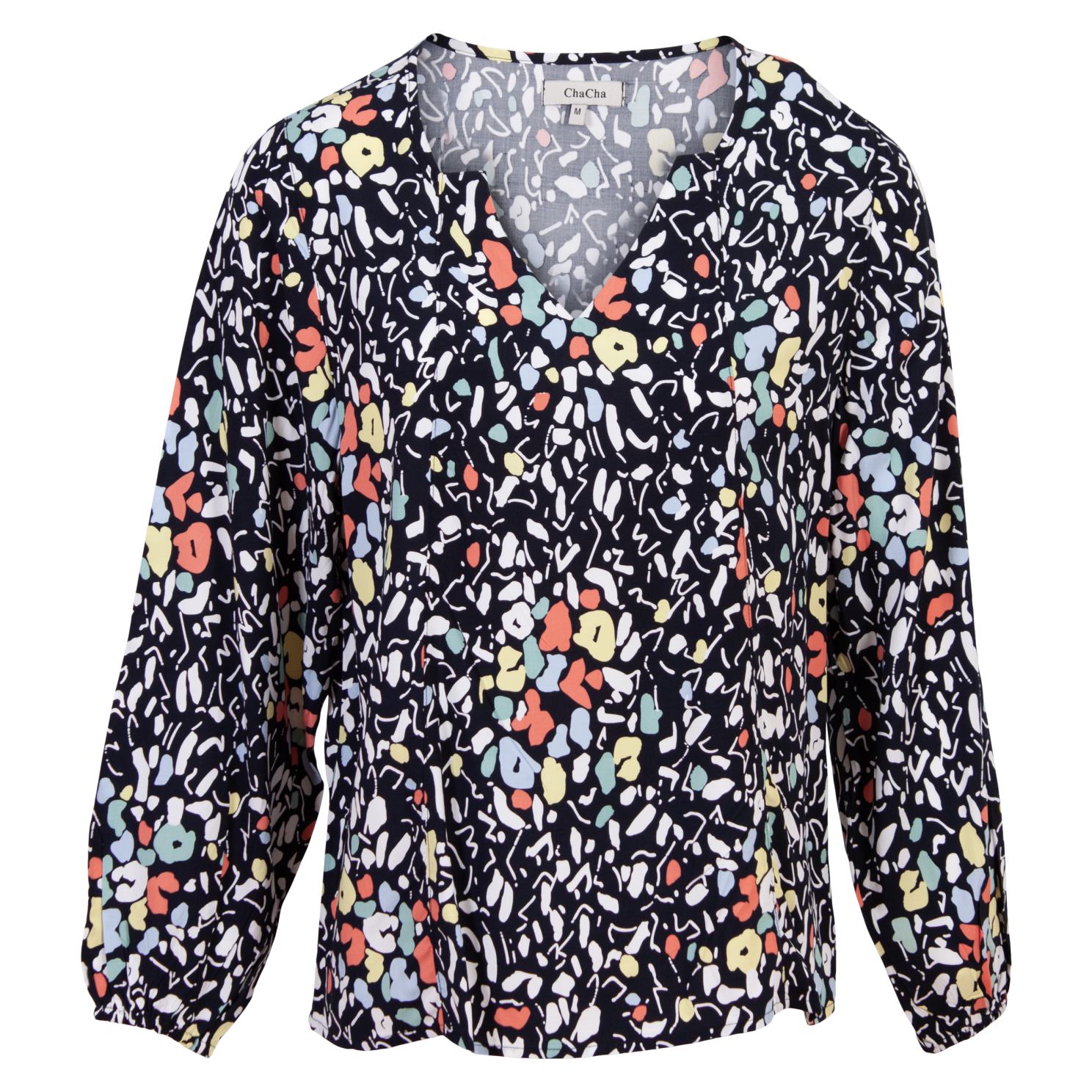ChaCha Dame Bluse - Navy/blomster - XL
