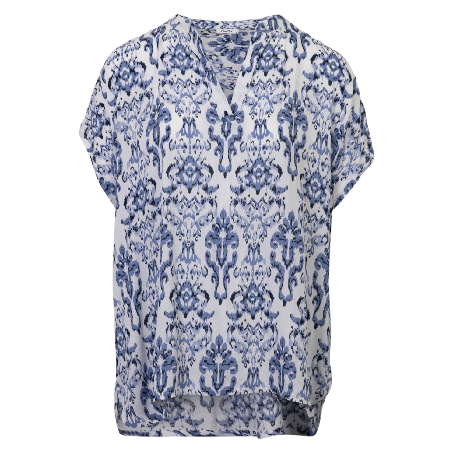 ChaCha Dame Kortærmet bluse - Blue Combo - XL