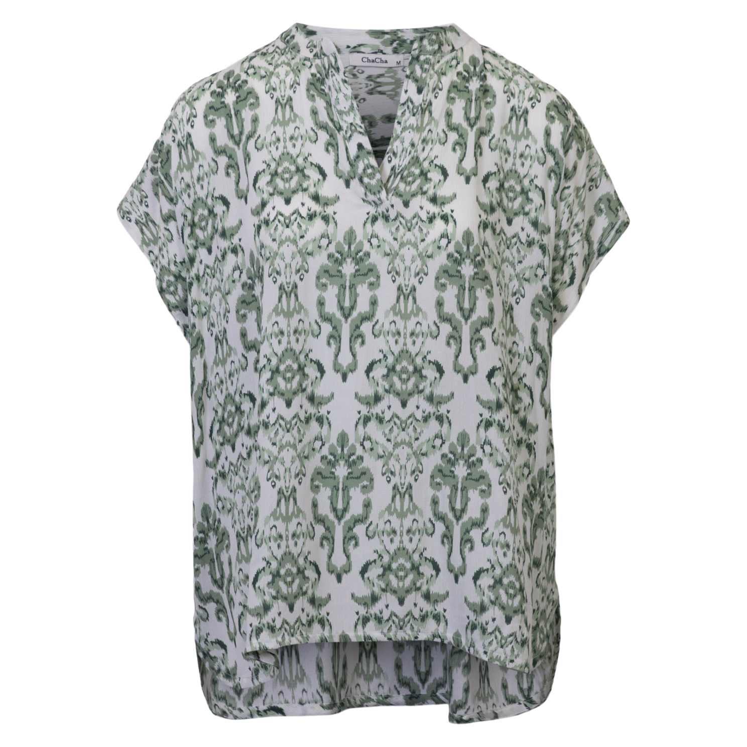 ChaCha Dame Kortærmet bluse - Green combo - 2XL