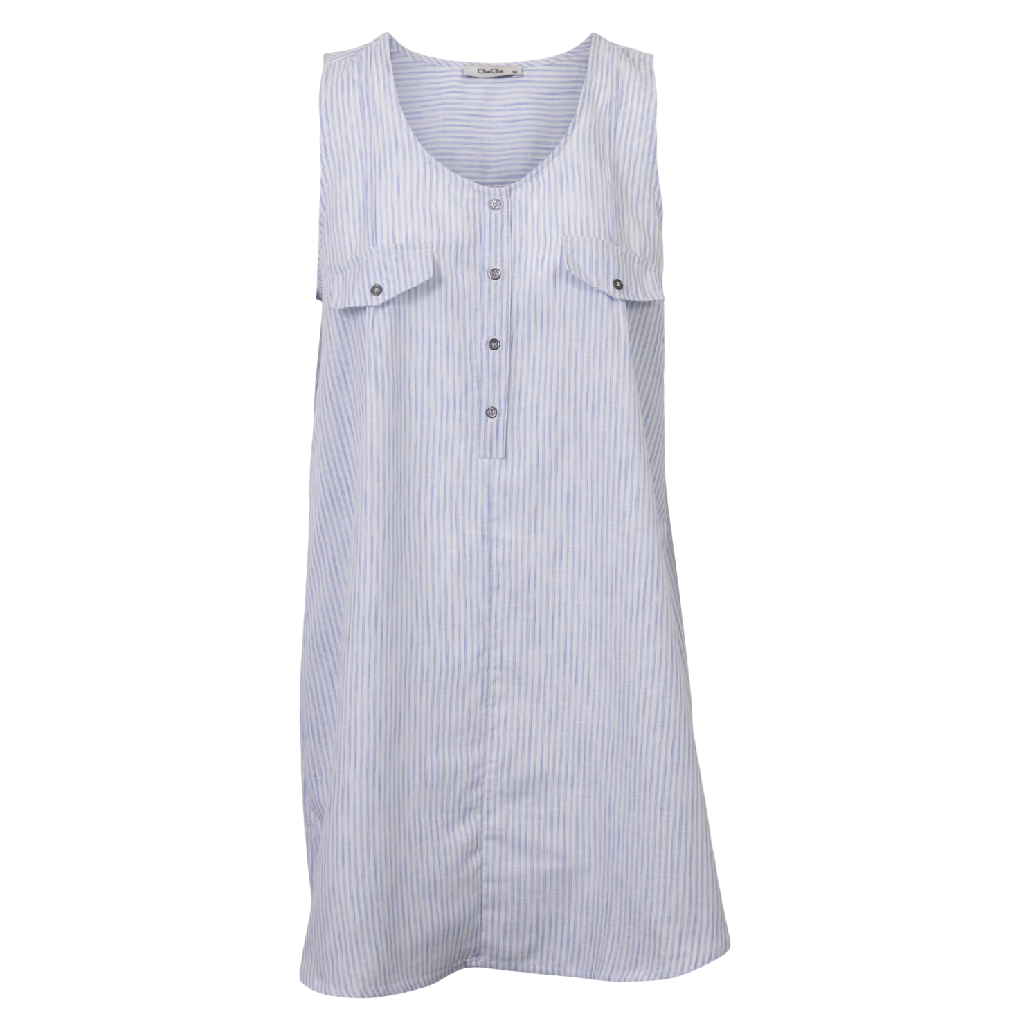 ChaCha Dame Tunika uden ærmer - Blue stripe - XL
