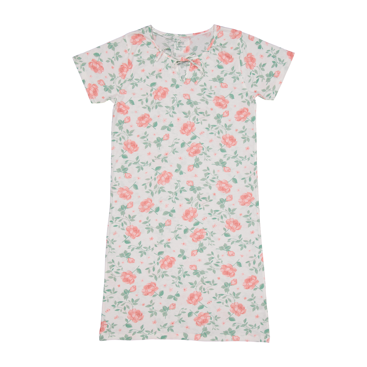 Crossbow Dame Natkjole - Hvid m.Blomst - 2XL
