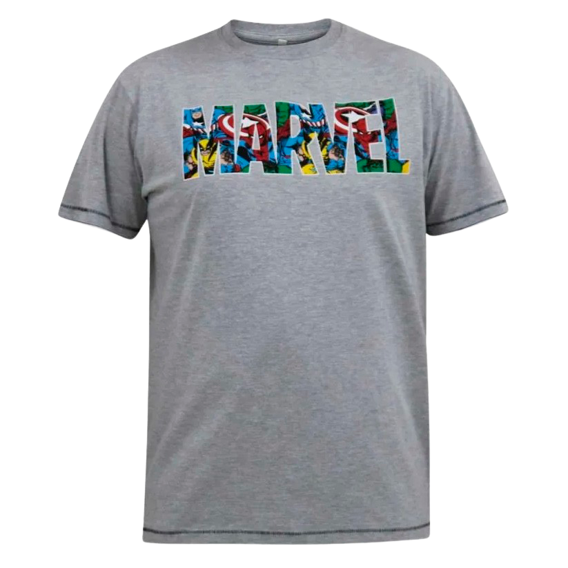 D555 Comic Marvel Herre T-shirt Plus Size - Grey Marl - 3XL