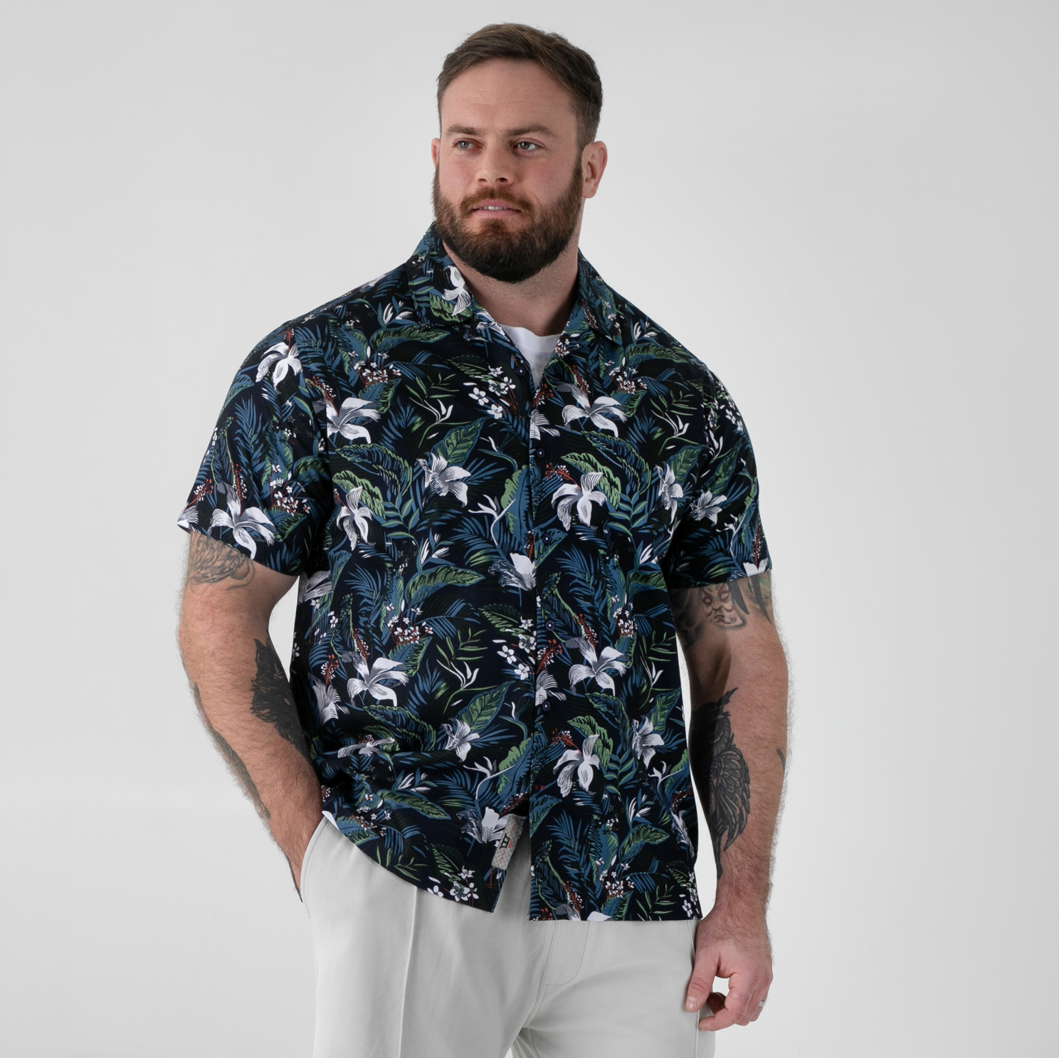 D555 Corden Herre Kortærmet skjorte - Blue - 5XL