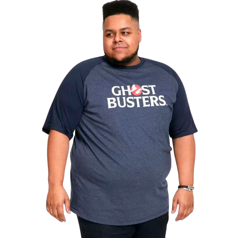D555 Egon GhostBusters Herre T-shirt Plus Size - Denim Marl/Navy - 3XL