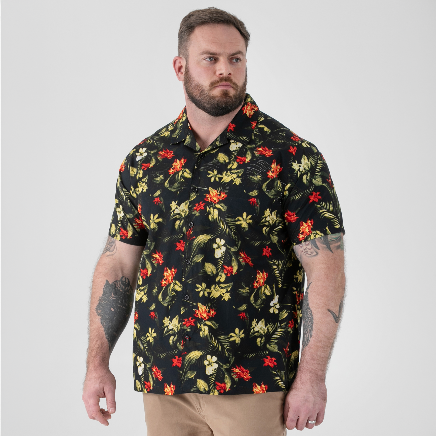 D555 Gordon Herre Kortærmet skjorte - Black - 5XL