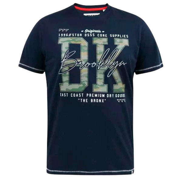 D555 Hardwick Herre T-shirt Plus Size - Navy - 7XL