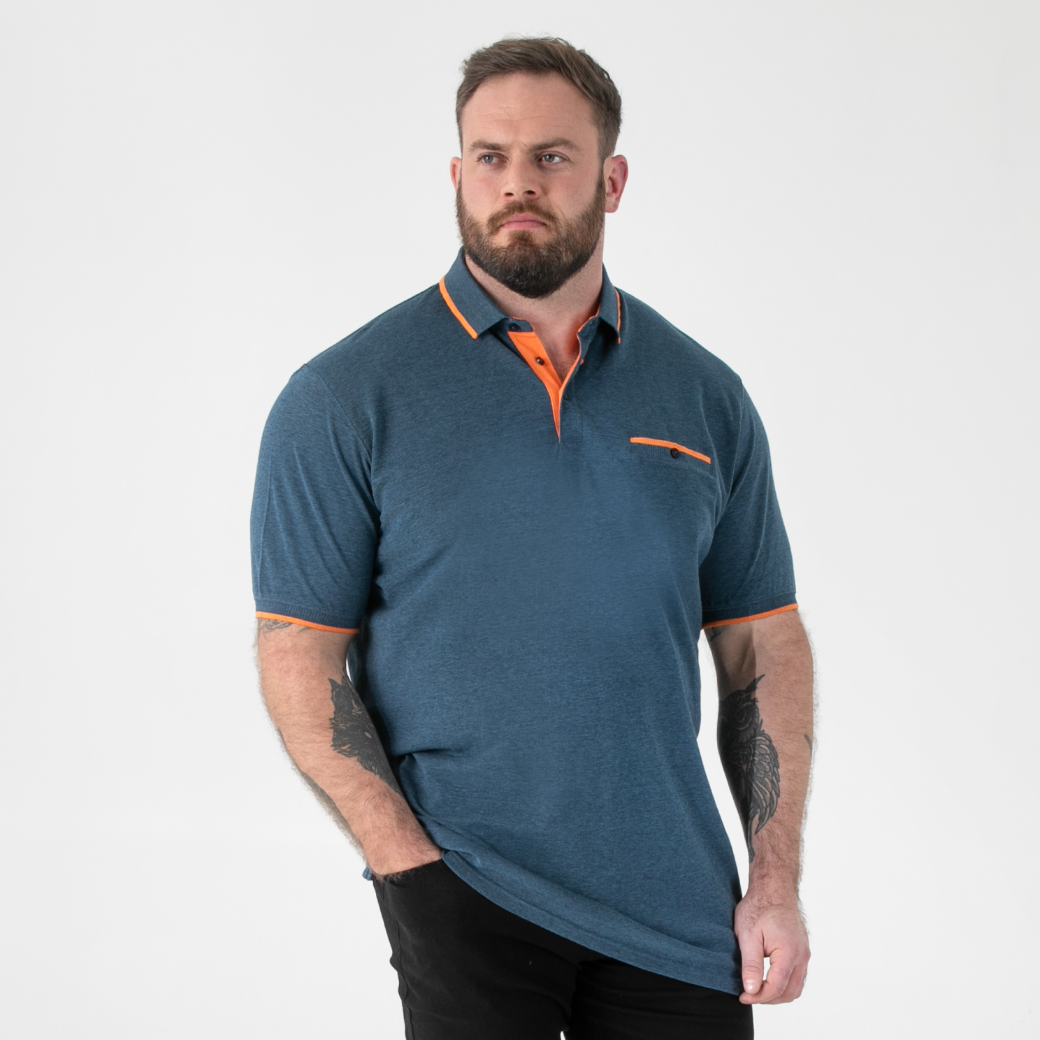 D555 Harvey Herre Polo - Teal - 4XL