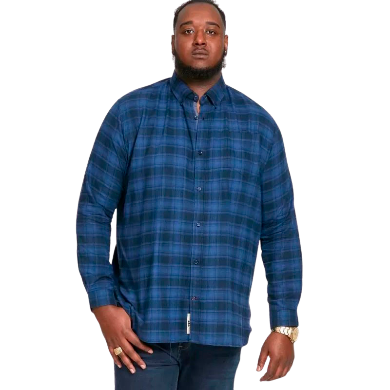 D555 Herre Skjorte Plus Size - Blue Check - 2XL