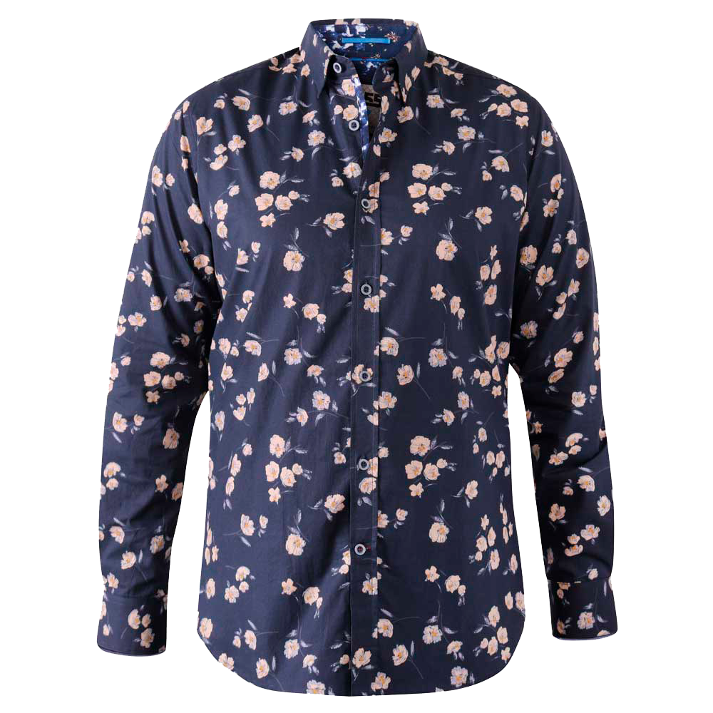 D555 Herre Skjorte Plus Size - Navy - 5XL
