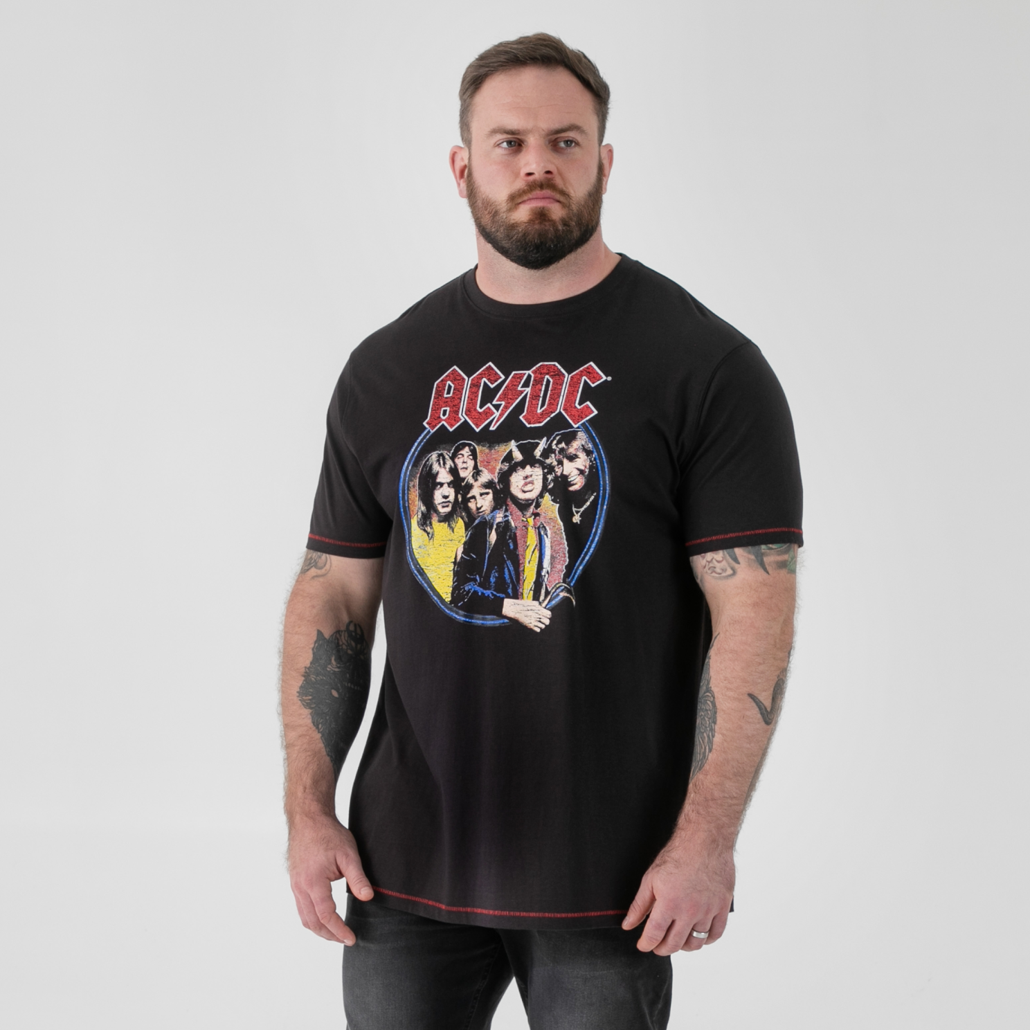 D555 Hugh Herre T-shirt - Washed Black - 5XL