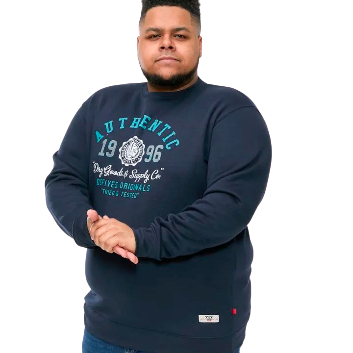 D555 Keyworth Herre Sweatshirt Plus Size - Navy - 2XL